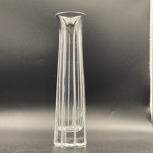 Vintage Bohemian Style Cut Crystal Bud Vase Frosted Panels MCM 8.25"